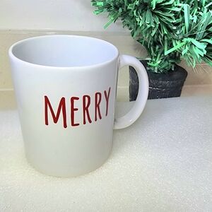 Red 'Merry' Text Coffee Mug/ Cup. New No Tags